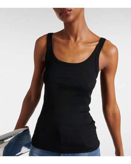 Dolce & Gabbana Black Ribbed-Knit Cotton Tank Top
