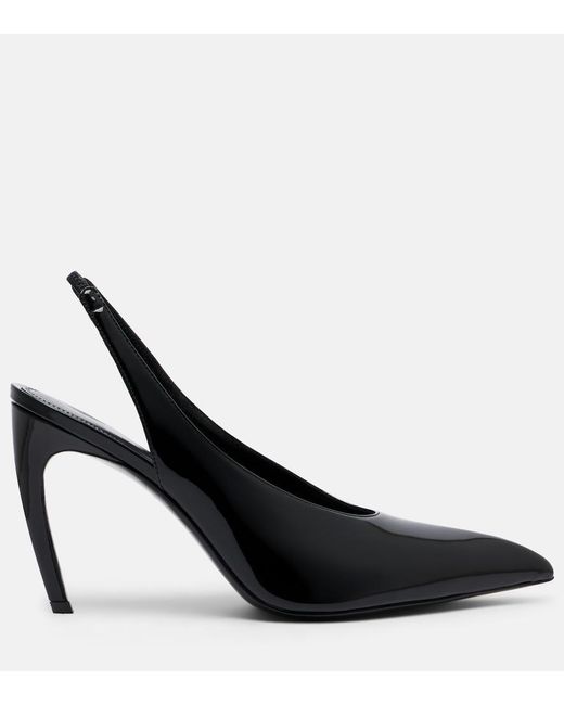 The Attico Black Viper Leather Slingback Pumps