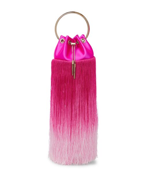 Jimmy Choo Bon Bon Fringed Satin Bucket Bag in Pink | Lyst Canada