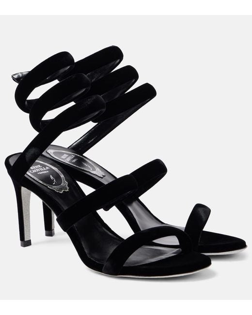Sandales Cleo 80 En Velours Rene Caovilla en coloris Black