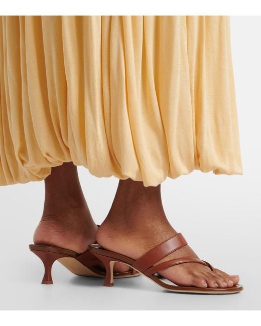 Manolo Blahnik Brown Susa Leather Thong Sandals