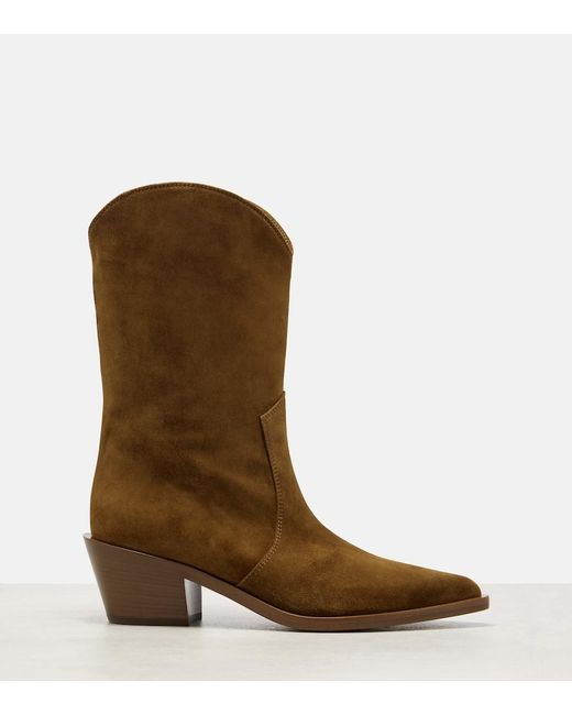 Gianvito Rossi Brown Western 45 Suede Booties
