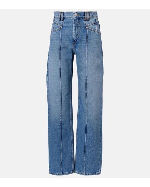 Isabel Marant Blue Drolane High-Rise Straight Jeans