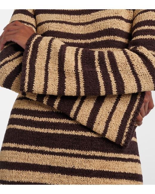 Faithfull The Brand Brown Micah Striped Cotton-Blend Minidress