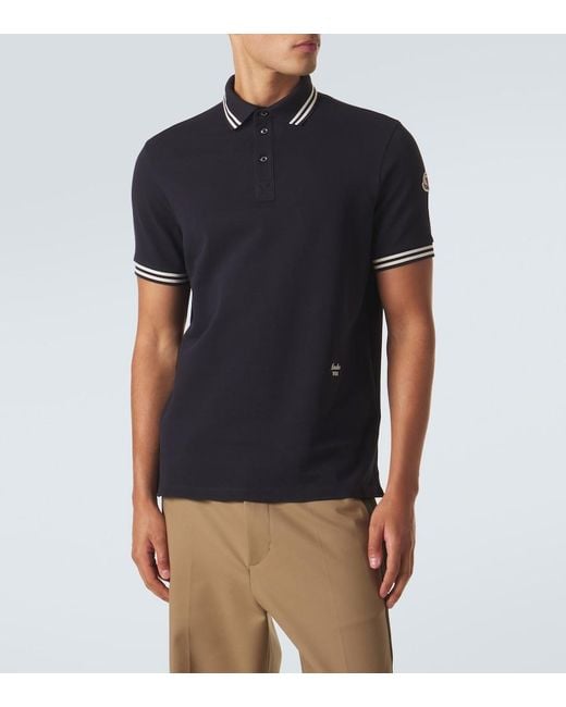 Moncler Black Cotton Pique Polo Shirt for men