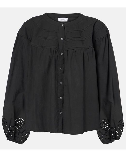 Velvet Black Carden Broderie Anglaise Cotton Blouse