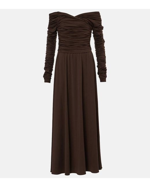 Altuzarra Brown Charlotte Off-Shoulder Jersey Maxi Dress