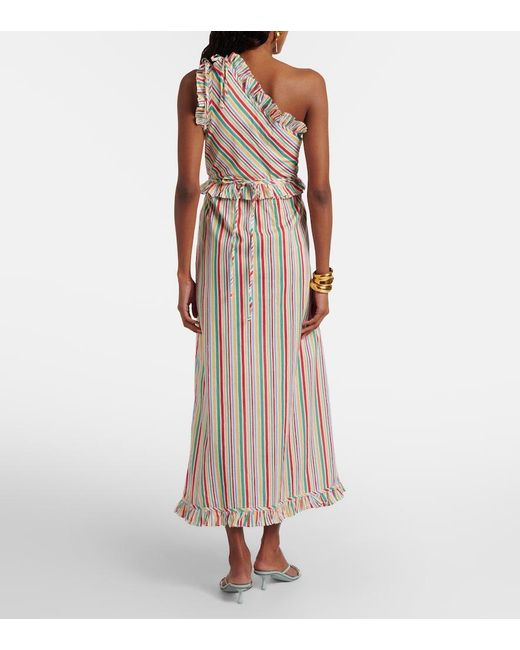 Rixo Multicolor Arabelle Striped Cotton Midi Dress