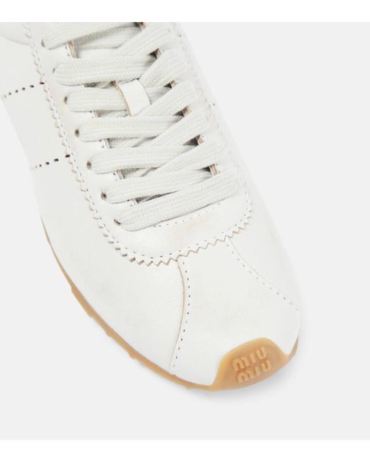 Zapatillas De Piel Miu Miu de color White