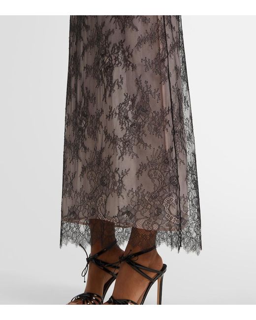 Blumarine Gray Rebrode Lace Midi Dress