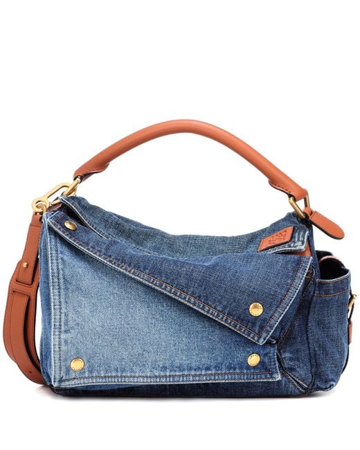 Loewe Blue Puzzle Denim Shoulder Bag