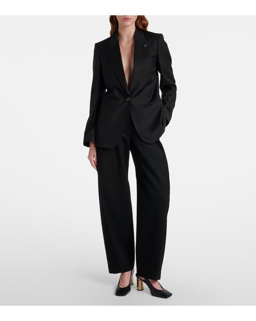 Givenchy Black Chalk Stripe Wool Blazer