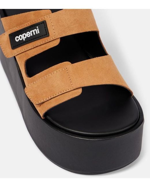 Coperni Black Logo Suede Wedge Mules