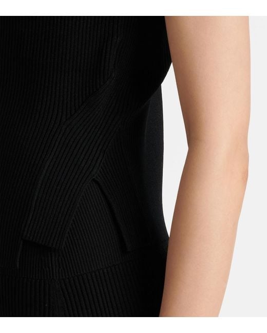 Victoria Beckham Black Ribbed-Knit Top