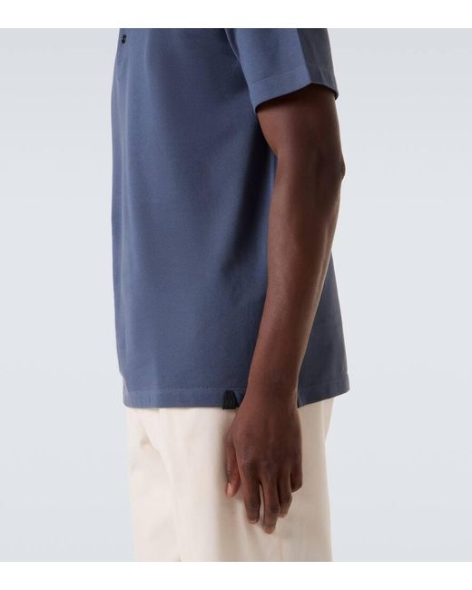 Brioni Blue Cotton Pique Polo Shirt for men
