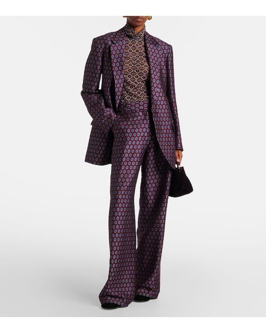 Dries Van Noten Purple Printed Turtleneck Top