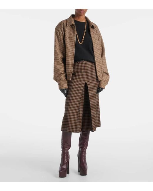Saint Laurent Brown Houndstooth Padded Jacket