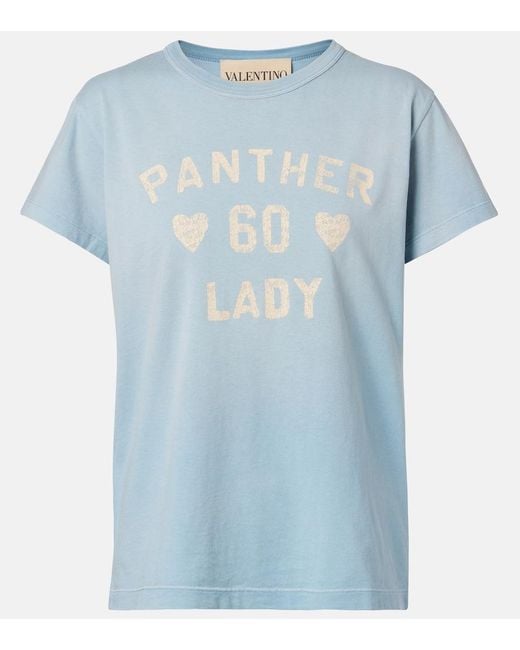 Valentino Blue Printed Cotton Jersey T-Shirt