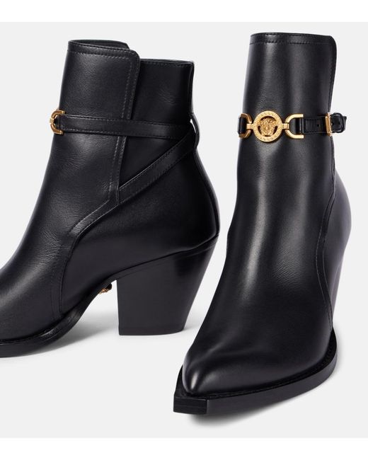 Versace Black Medusa '95 Leather Ankle Boots