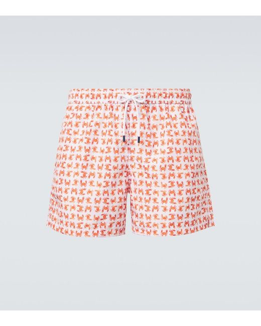 Fedeli Pink Madeira Printed Swim Trunks for men