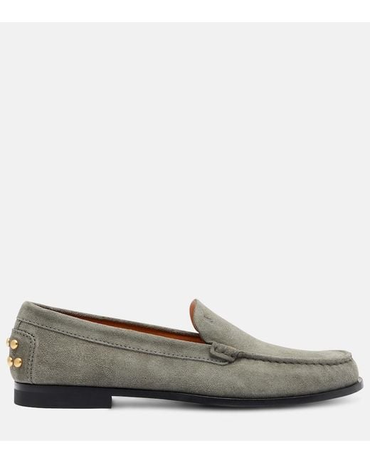 Tod's Gray Suede Loafers
