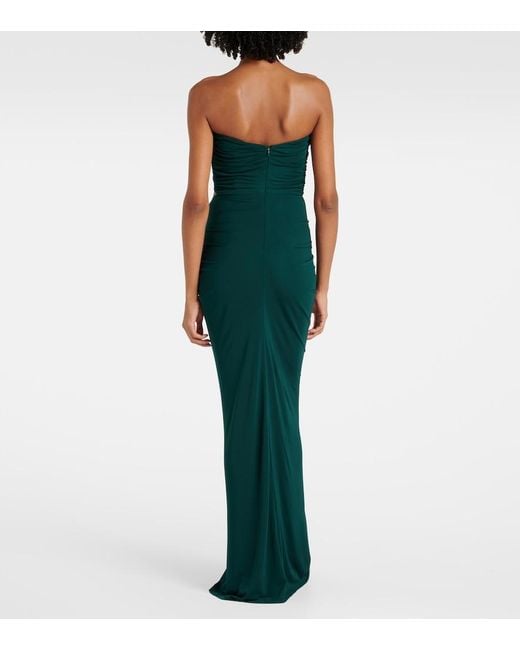 Christopher Esber Green Bezel Quartz Cutout Strapless Jersey Gown