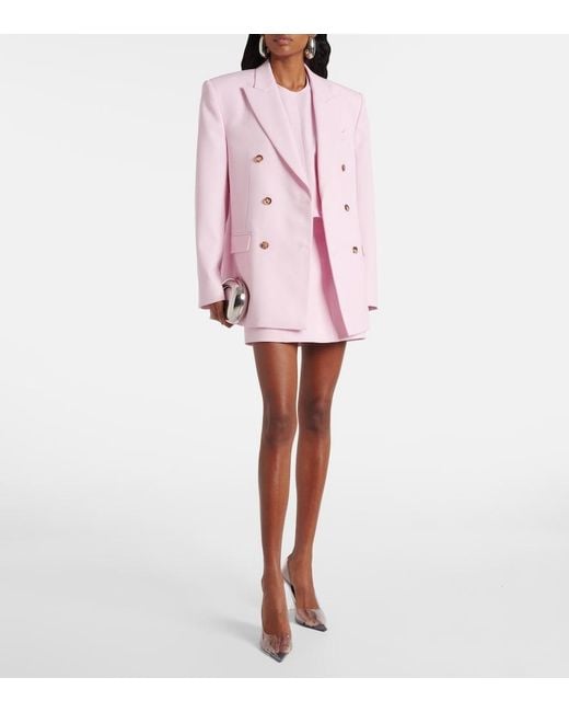 Wardrobe NYC Pink Double-Breasted Virgin Wool Blazer