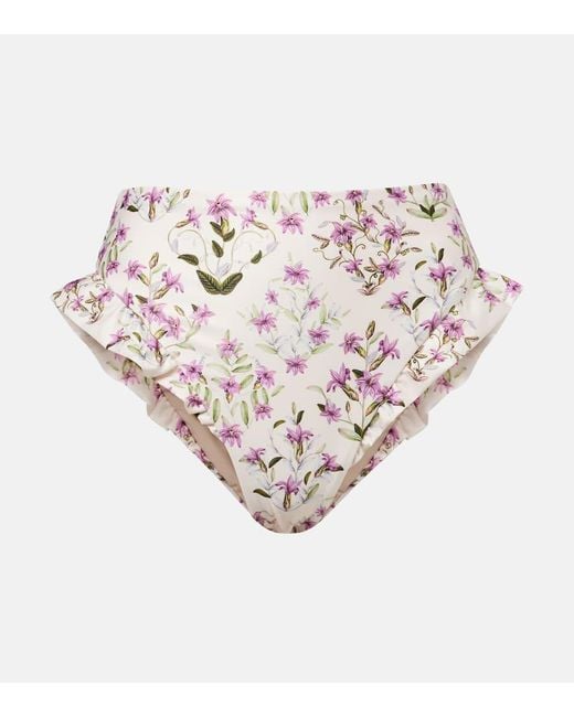 Agua Bendita Pink Jengibre Floral Ruffled Bikini Bottoms