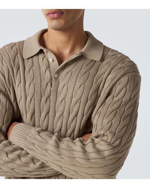 Ralph Lauren Natural Cable-Knit Cotton And Silk Polo Sweater for men