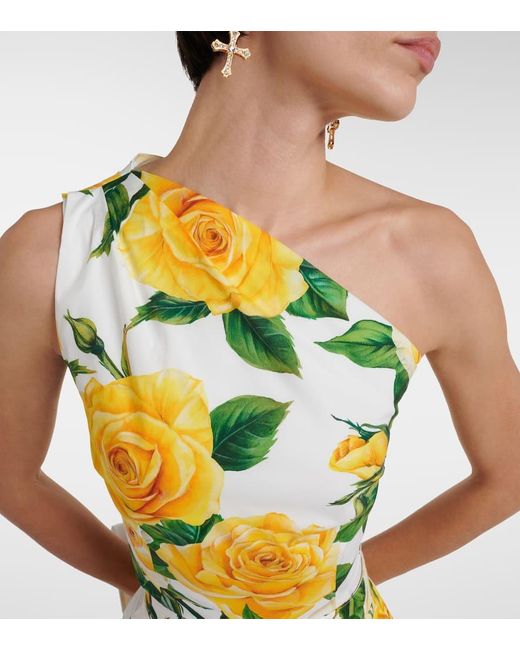 Dolce & Gabbana Yellow One-Shoulder-Top aus einem Baumwollgemisch