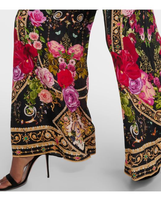 Combi-pantalon imprimee en soie Camilla en coloris Red