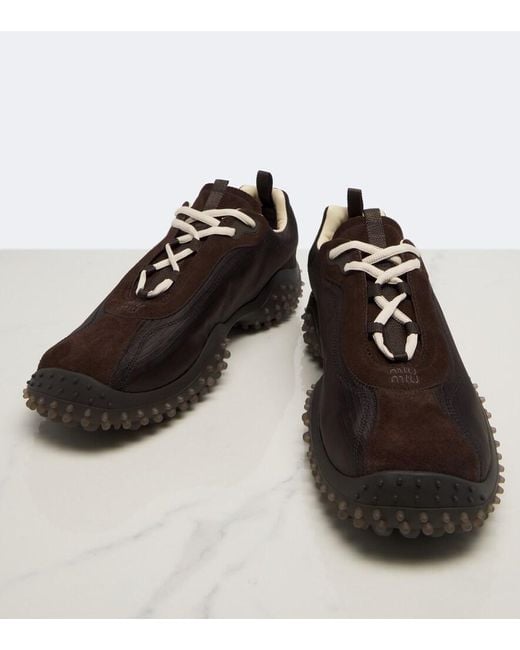Miu Miu Black Bubble Suede-Trimmed Sneakers