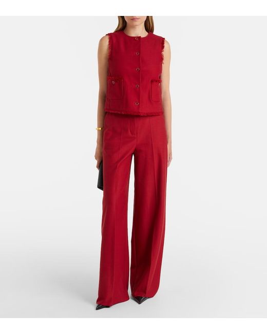 Max Mara Red Rito Cotton Wide-Leg Pants