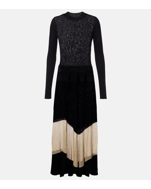 Ulla Johnson Black Maxikleid Roanne Aus Strick Und Lame