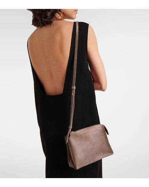 Khaite Brown Lina Suede Crossbody Bag