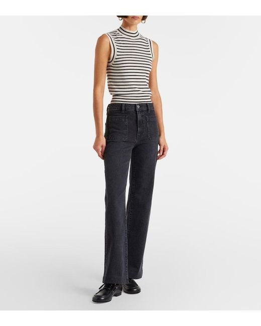 FRAME Blue Arrow High-Rise Bootcut Jeans