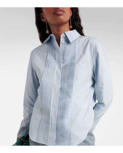 Camisa de popelin de algodon plisada Loewe de color Blue
