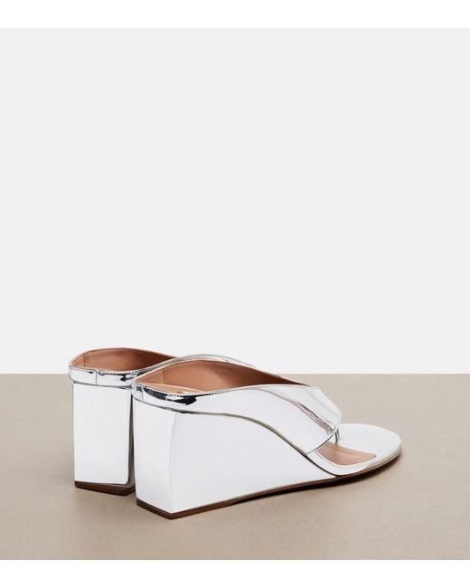Alaïa Brown Cube Mirrored Wedge Thong Sandals