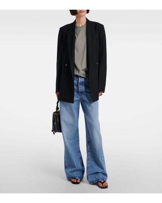 FRAME Blue Loose Mid-Rise Wide-Leg Jeans