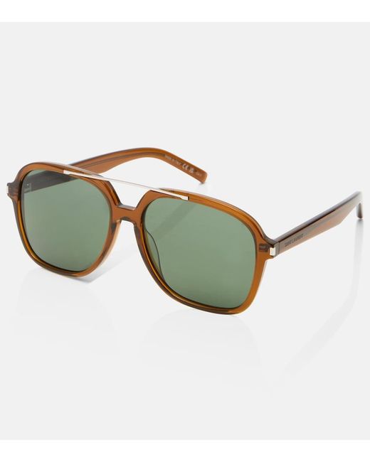 Saint Laurent Green Corner Angle Square Sunglasses