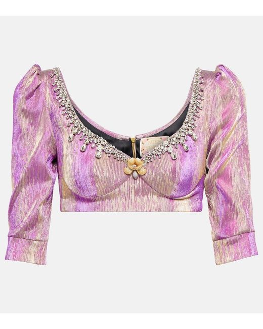 Miss Sohee Pink Embellished Crop Top