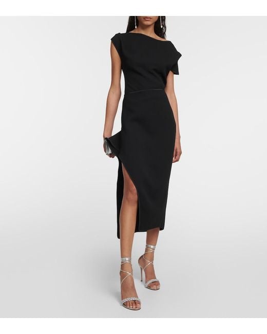 Maticevski Black Narrate Side-Slit Crepe Pencil Skirt
