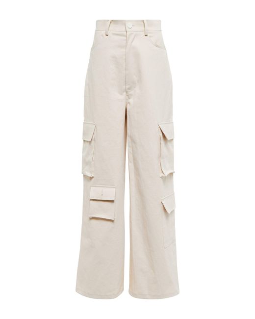 Frankie Shop Hailey Highrise Cotton Cargo Pants in Beige (White) Lyst