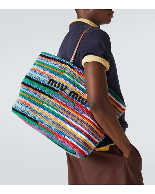 Miu Miu Tote Large Aus Haekelstrick Mit Leder in Multicolor für Herren