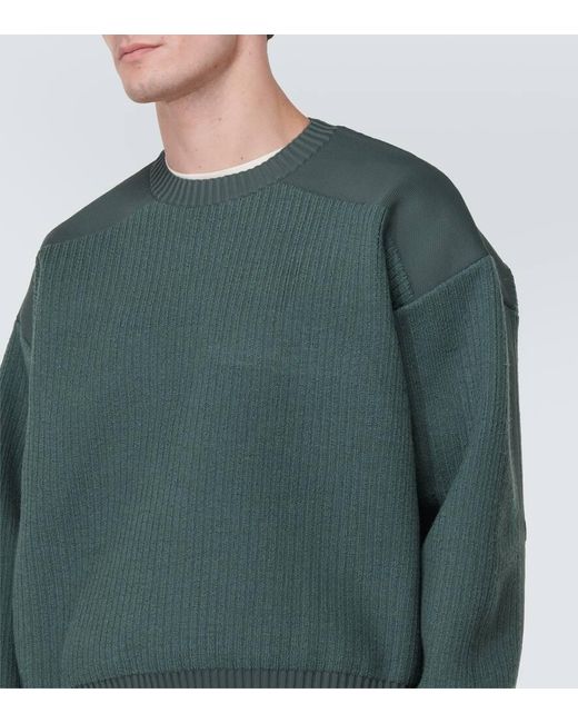 Pullover in maglia a coste di Y-3 in Green da Uomo