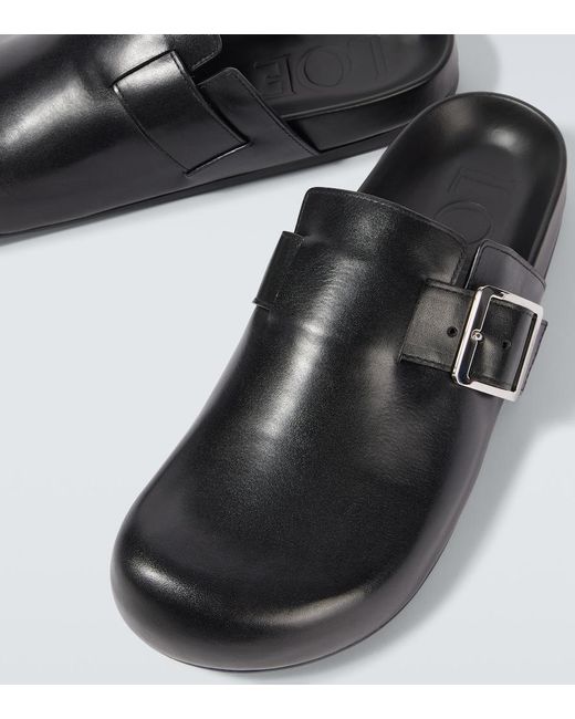 Loewe Black Ease Buckle Leather Mules for men