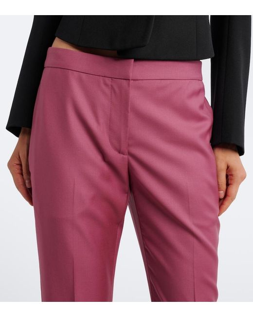 McQueen Red Wool Gaberdine Slim Pants