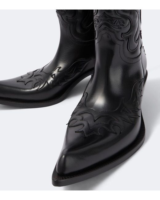Acne Black Bouni Leather Cowboy Boots for men