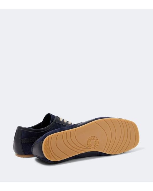 Dries Van Noten Blue Leather-Trimmed Suede Sneakers for men