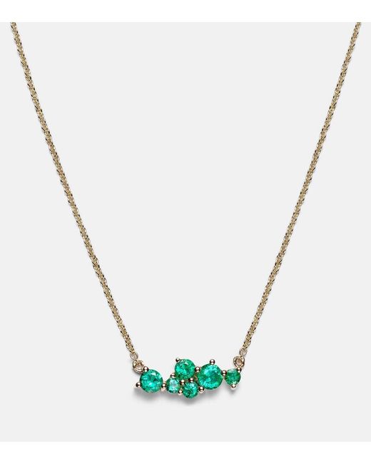 Sydney Evan Metallic Cocktail Bar 14Kt Necklace With Emeralds And Diamonds